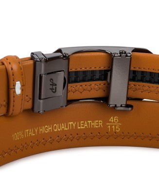 Pasek męski skórzany 3,5 cm klamra automatyczna Beltimore camel 02-562