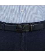 Pasek męski skórzany 3,5 cm klamra automatyczna Beltimore granatowy 02-562