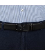 Pasek męski skórzany 3,5 cm klamra automatyczna Beltimore czarny 02-562