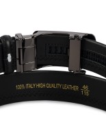 Pasek męski skórzany 3,5 cm klamra automatyczna Beltimore czarny 02-562