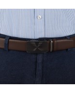 Pasek męski skórzany 3,5 cm klamra automatyczna Beltimore brązowy 02-563