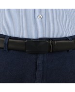 Pasek męski skórzany 3,5 cm klamra automatyczna Beltimore czarny 02-563