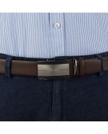 Pasek męski skórzany 3,5 cm klamra automatyczna Beltimore brązowy 02-567