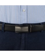 Pasek męski skórzany 3,5 cm klamra automatyczna Beltimore czarny 02-567