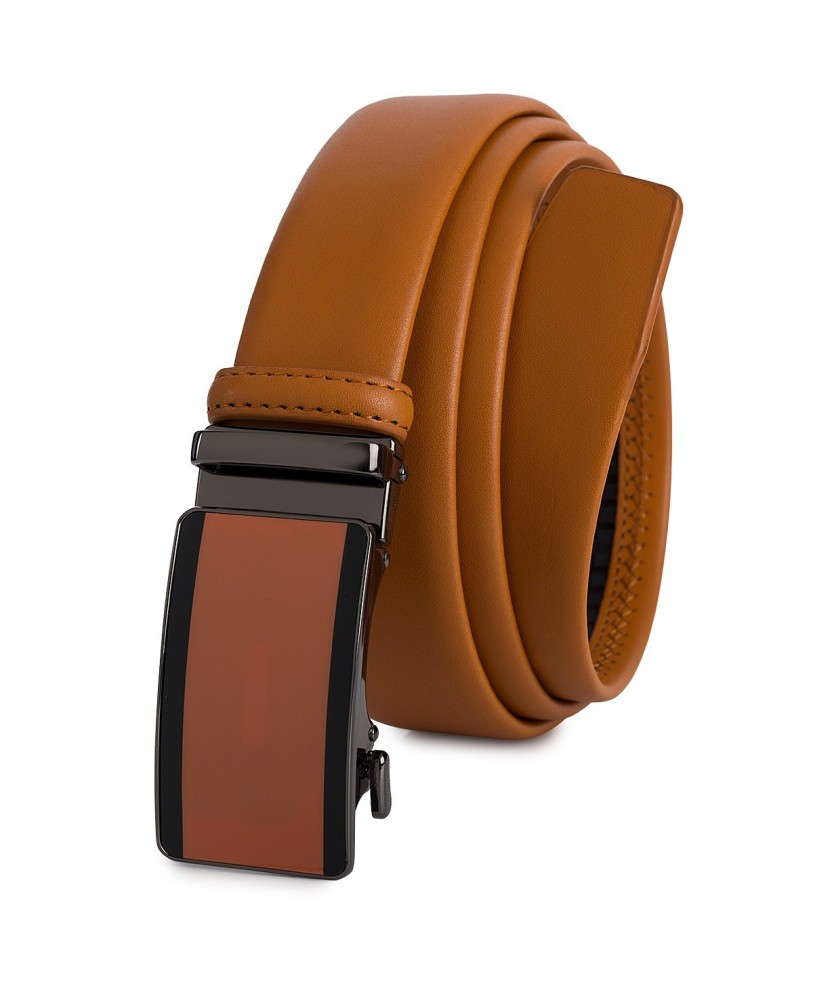 Pasek męski skórzany 3,5 cm klamra automatyczna Beltimore camel 02-572