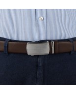 Pasek męski skórzany 3,5 cm klamra automatyczna Beltimore brązowy 02-576