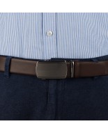 Pasek męski skórzany 3,5 cm klamra automatyczna Beltimore brązowy 02-577