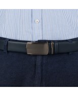 Pasek męski skórzany 3,5 cm klamra automatyczna Beltimore granatowy 02-577