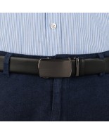Pasek męski skórzany 3,5 cm klamra automatyczna Beltimore czarny 02-577