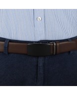 Pasek męski skórzany 3,5 cm klamra automatyczna Beltimore brązowy 02-593