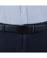 Pasek męski skórzany 3,5 cm klamra automatyczna Beltimore granatowy 02-593