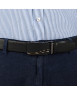 Pasek męski skórzany 3,5 cm klamra automatyczna Beltimore czarny 02-597