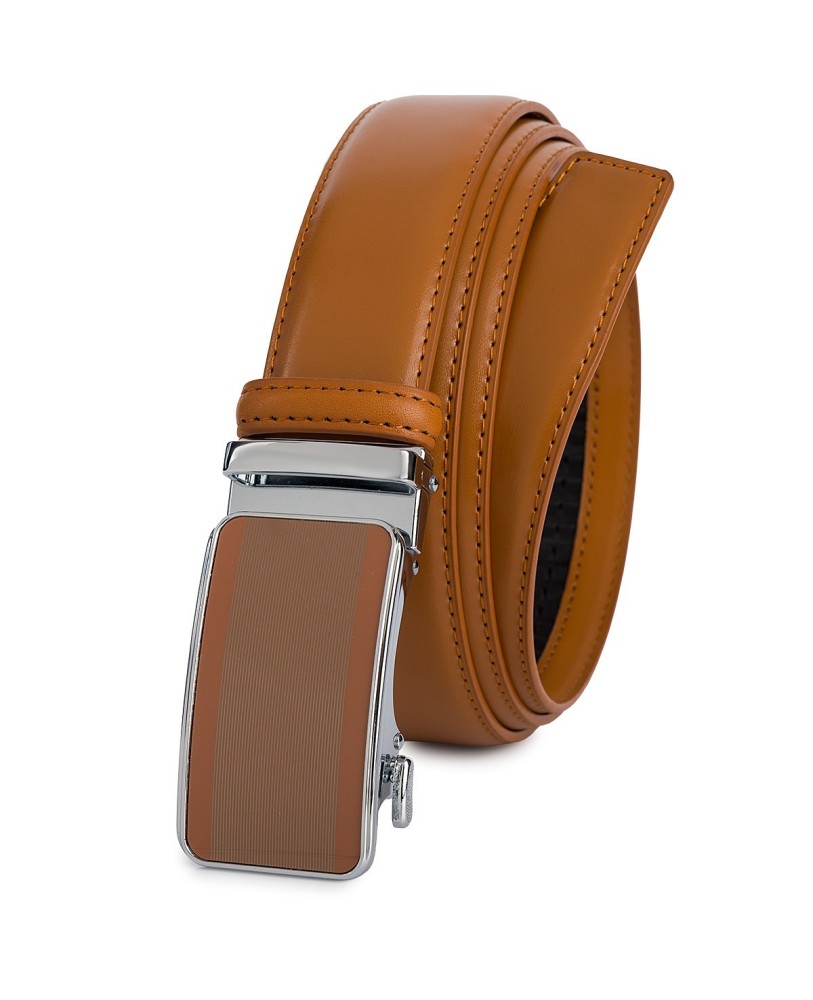 Pasek męski skórzany 3,5 cm klamra automatyczna Beltimore camelowy 02-542