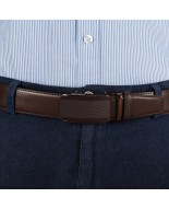 Pasek męski skórzany 3,5 cm klamra automatyczna Beltimore brązowy 02-542