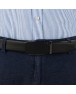 Pasek męski skórzany 3,5 cm klamra automatyczna Beltimore czarny 50-601