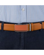 Pasek męski skórzany 3,5 cm klamra automatyczna Beltimore camelowy 02-550