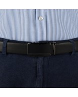 Pasek męski skórzany 3,5 cm klamra automatyczna Beltimore czarny 02-550