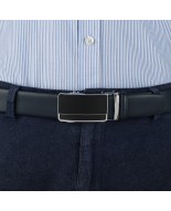 Pasek męski skórzany 3,5 cm klamra automatyczna Beltimore granatowy 02-573