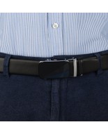 Pasek męski skórzany 3,5 cm klamra automatyczna Beltimore czarny 02-574