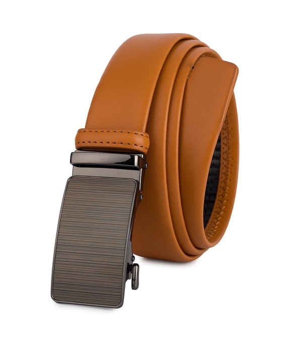 Pasek męski skórzany 3,5 cm klamra automatyczna Beltimore camelowy 02-575
