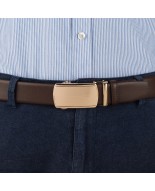 Pasek męski skórzany 3,5 cm klamra automatyczna Beltimore brązowy 02-578