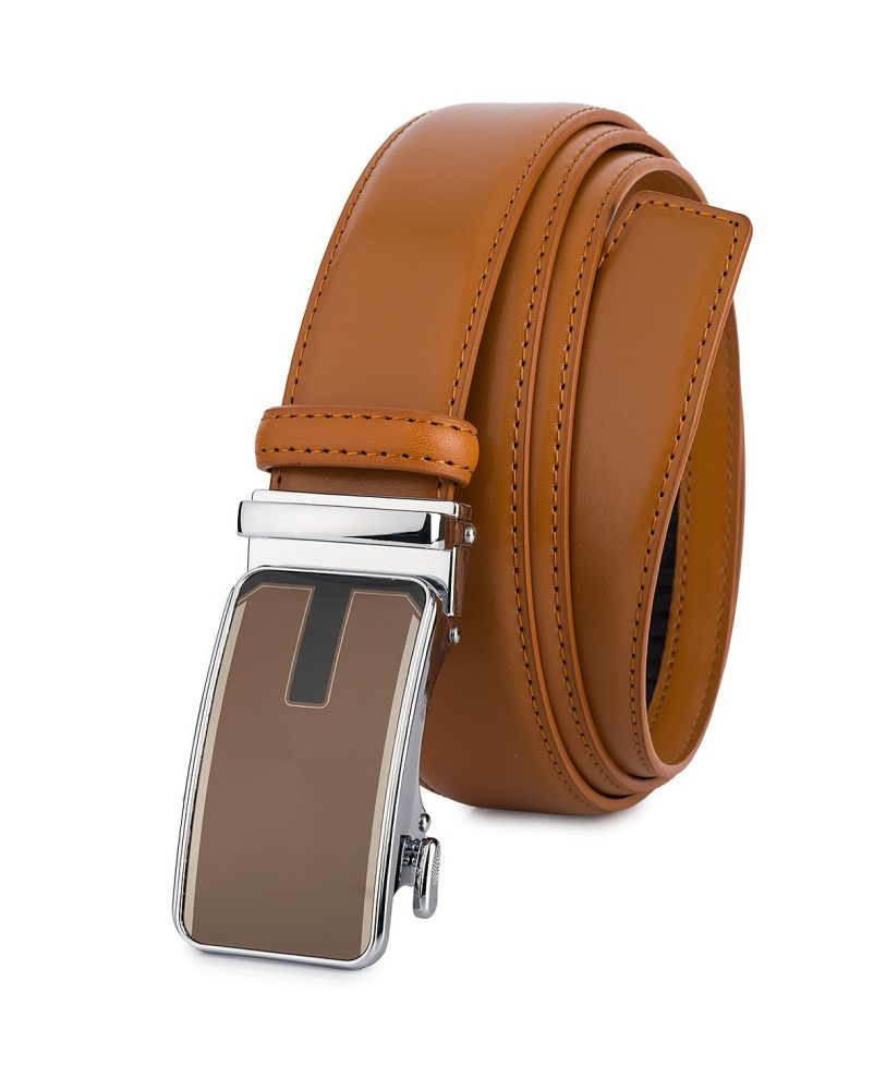 Pasek męski skórzany 3,5 cm klamra automatyczna Beltimore camelowy 02-585