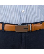 Pasek męski skórzany 3,5 cm klamra automatyczna Beltimore camelowy 02-585