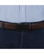 Pasek męski skórzany 3,5 cm klamra automatyczna Beltimore brązowy 02-594