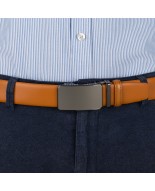 Pasek męski skórzany 3,5 cm klamra automatyczna Beltimore camelowy 02-595