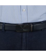 Pasek męski skórzany 3,5 cm klamra automatyczna Beltimore granatowy 02-563