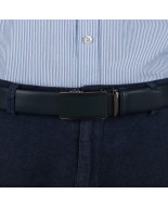 Pasek męski skórzany 3,5 cm klamra automatyczna Beltimore granatowy 02-572