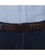 Pasek męski skórzany 3,5 cm klamra automatyczna Beltimore brązowy 02-572