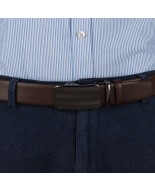Pasek męski skórzany 3,5 cm klamra automatyczna Beltimore brązowy 02-592