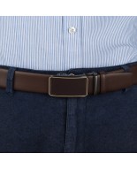 Pasek męski skórzany 3,5 cm klamra automatyczna Beltimore brązowy 02-598