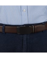 Pasek męski skórzany 3,5 cm klamra automatyczna Beltimore brązowy 02-601