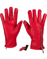 Rękawiczki skórzane damskie polar na dotyk TOUCH FINGER czerwone BELTIMORE  K27