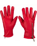 Rękawiczki skórzane damskie polar na dotyk TOUCH FINGER czerwone BELTIMORE  K27