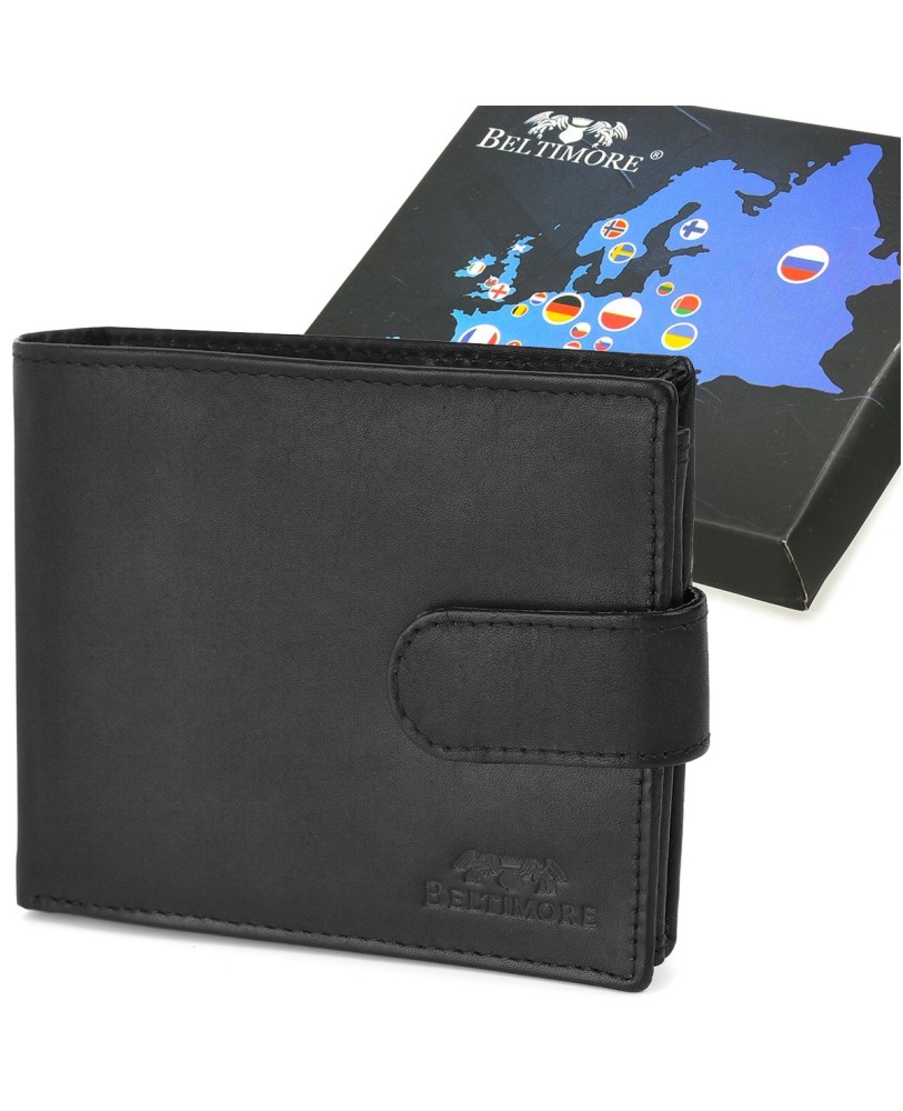 Męski portfel skórzany klasyczny RFiD czarny Beltimore U92