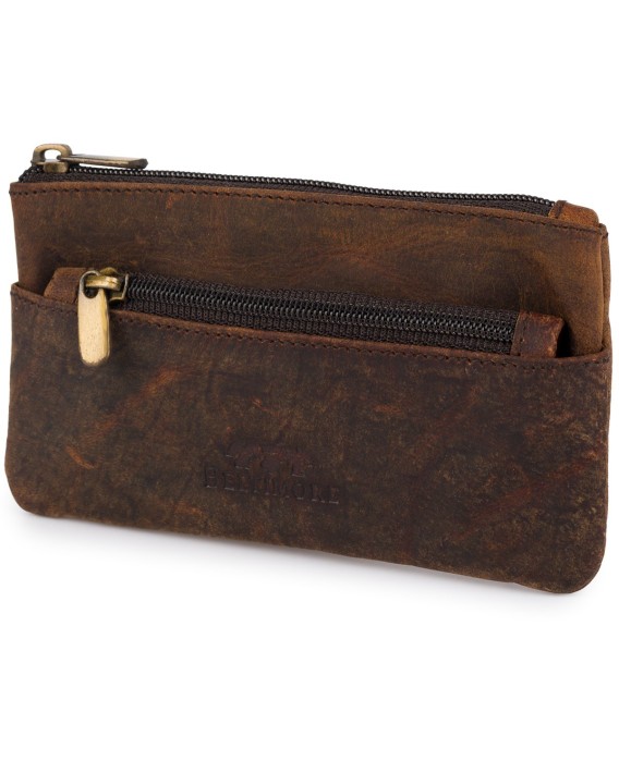Skórzane etui na klucze dokumenty, pokrowiec kluczówka brązowe vintage E48
