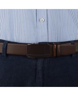 Pasek męski skórzany 3,5 cm klamra automatyczna Beltimore brązowy 51-550