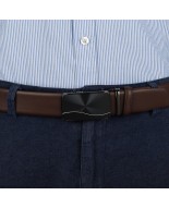 Pasek męski skórzany 3,5 cm klamra automatyczna Beltimore brązowy 51-562