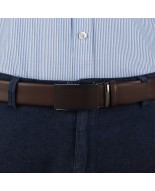 Pasek męski skórzany 3,5 cm klamra automatyczna Beltimore brązowy 51-572