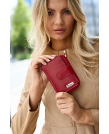 Portfel skórzany damski pionowy RFiD skóra na karty klasyk czerwony Beltimore A02