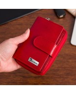 Portfel skórzany damski pionowy RFiD skóra na karty klasyk czerwony Beltimore A02