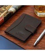 Etui na dokumenty karty skórzane slim Beltimore Ciemny brązG78