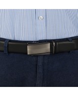 Pasek męski skórzany 3,5 cm klamra automatyczna Beltimore czarny 51-566