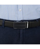 Pasek męski skórzany 3,5 cm klamra automatyczna Beltimore czarny 52-564