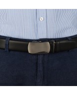 Pasek męski skórzany 3,5 cm klamra automatyczna Beltimore czarny 51-588