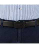 Pasek męski skórzany 3,5 cm klamra automatyczna Beltimore czarny 51-656