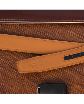 Pasek męski skórzany 3,5 cm klamra automatyczna Beltimore camelowy 03-543